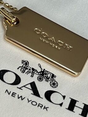 Coach Gold Metal Key Tag Keychain